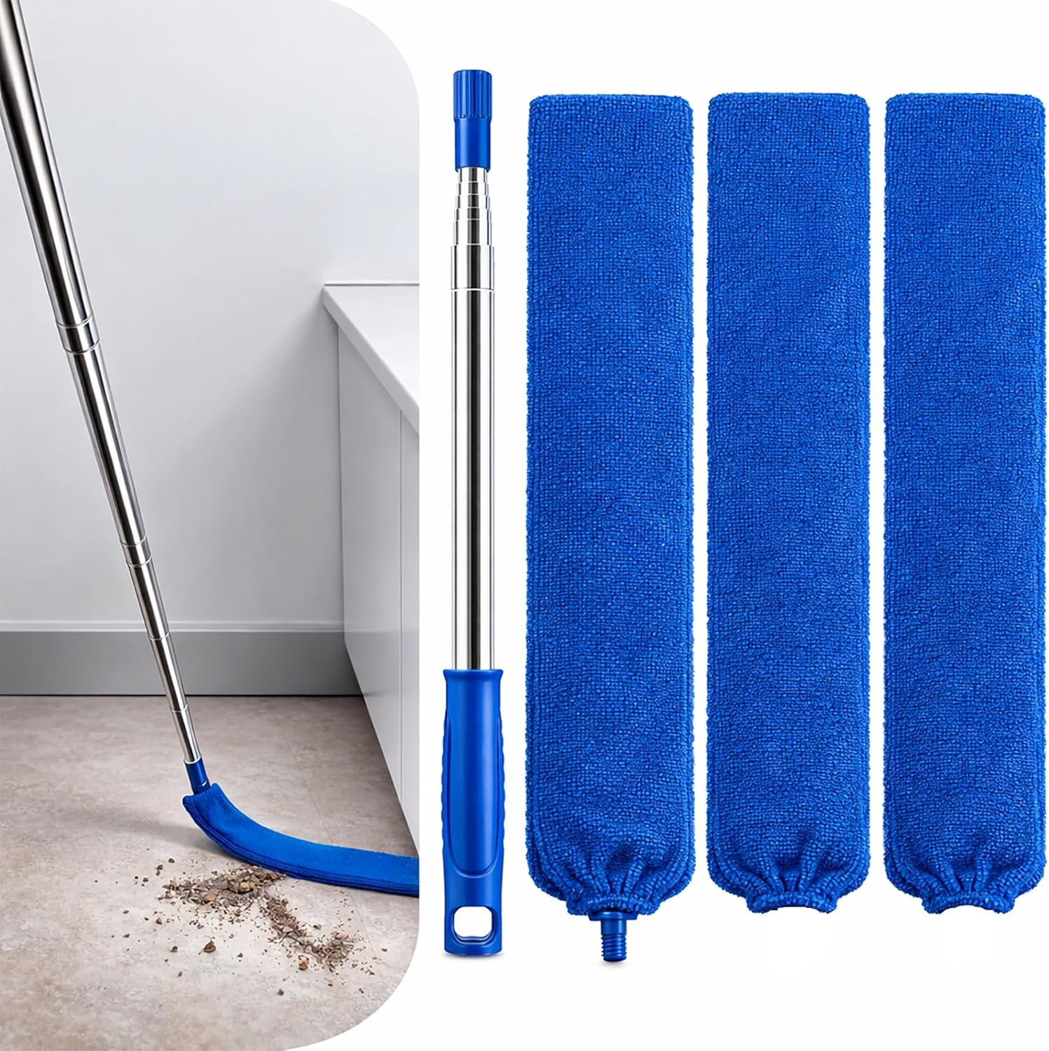 Retractable Gap Dust Cleaner with Extension Pole 30” to 100”, Cleaning Tools w
