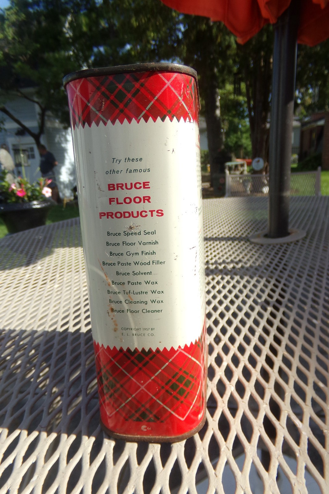 Vintage Bruce Floor Seal for Hardwood Floors Plaid TIN~FULL QUART