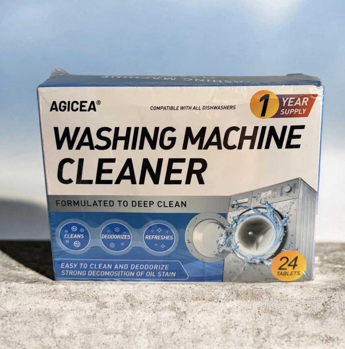 AGICEA Washing Machine Cleaner Tablets 24 Pack 1 Year Supply Cleans Refreshes