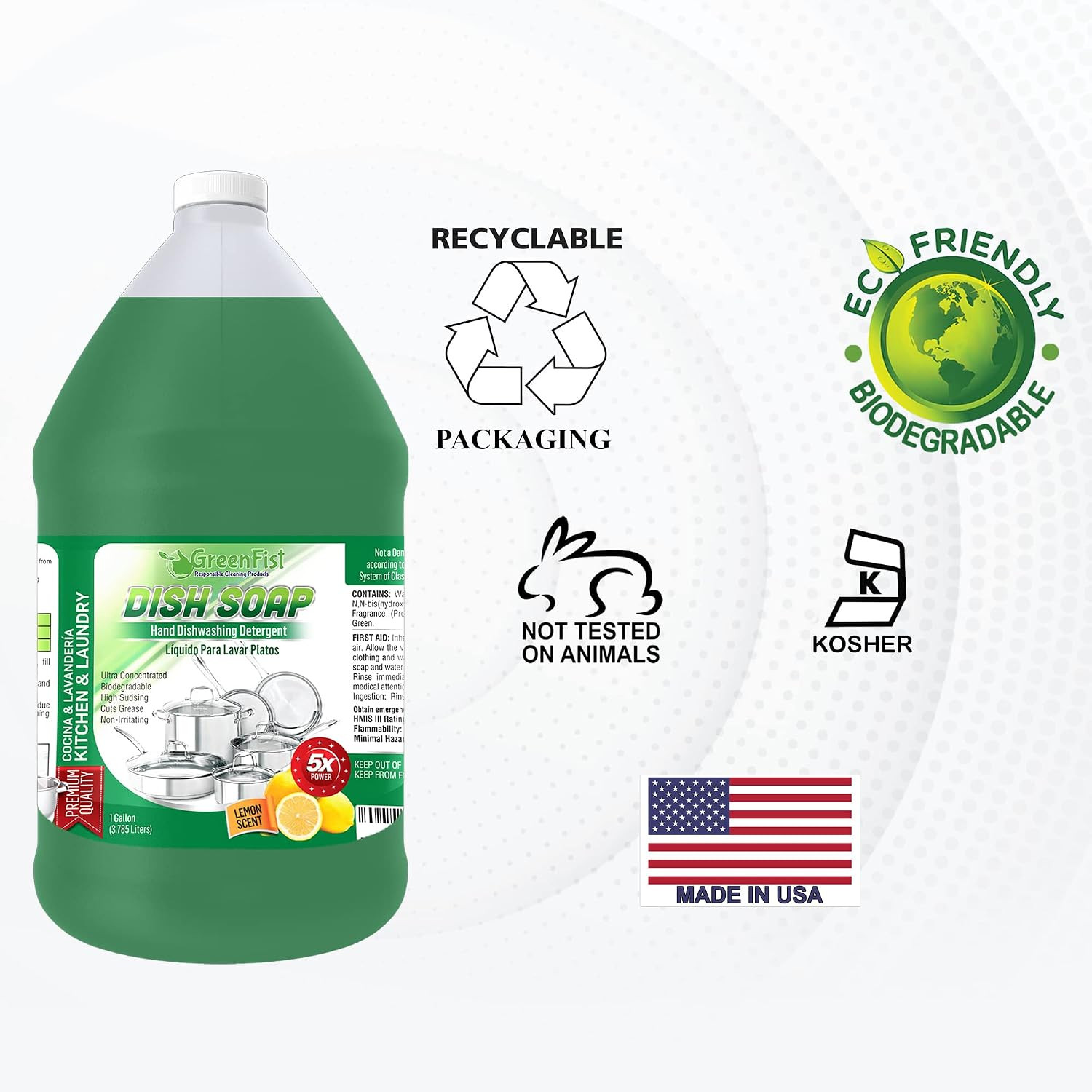 Professional Dish Soap – 1 Gallon Liquid Detergent for Pots & Pans