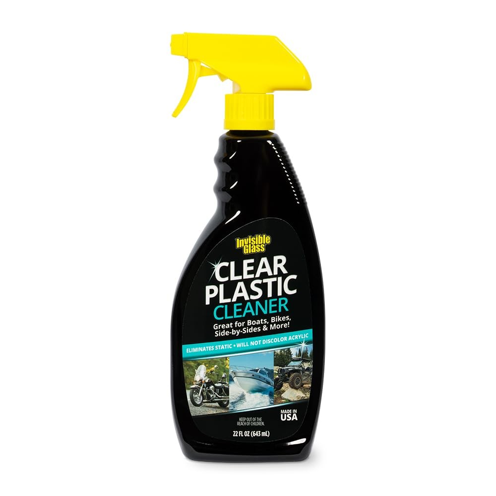 Clear Plastic Cleaner for Cars Motorcycles RVs Boats 22 Fl Oz Invisible Glass