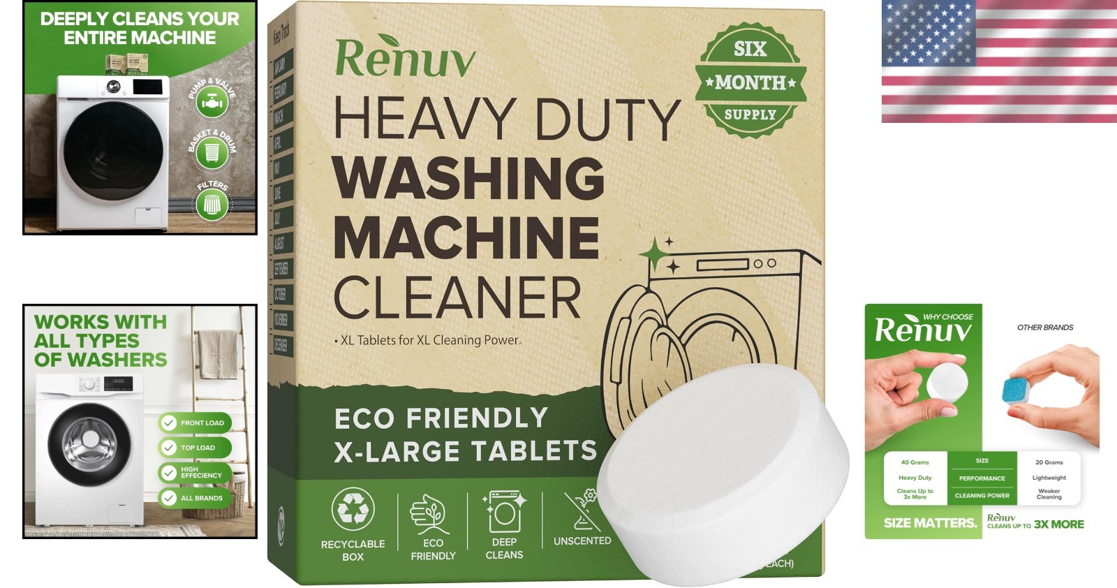 Ultra-Effective Washing Machine Cleaner Tablets – 6 Unscented Supply