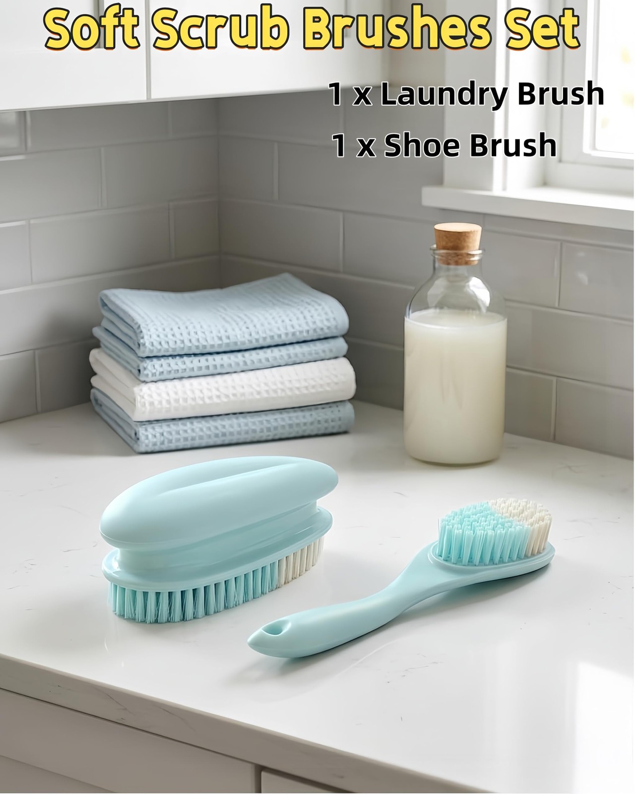 Laundry Scrub Brush Soft Bristle Household Cleaning Brushes for Carpet, Clothes