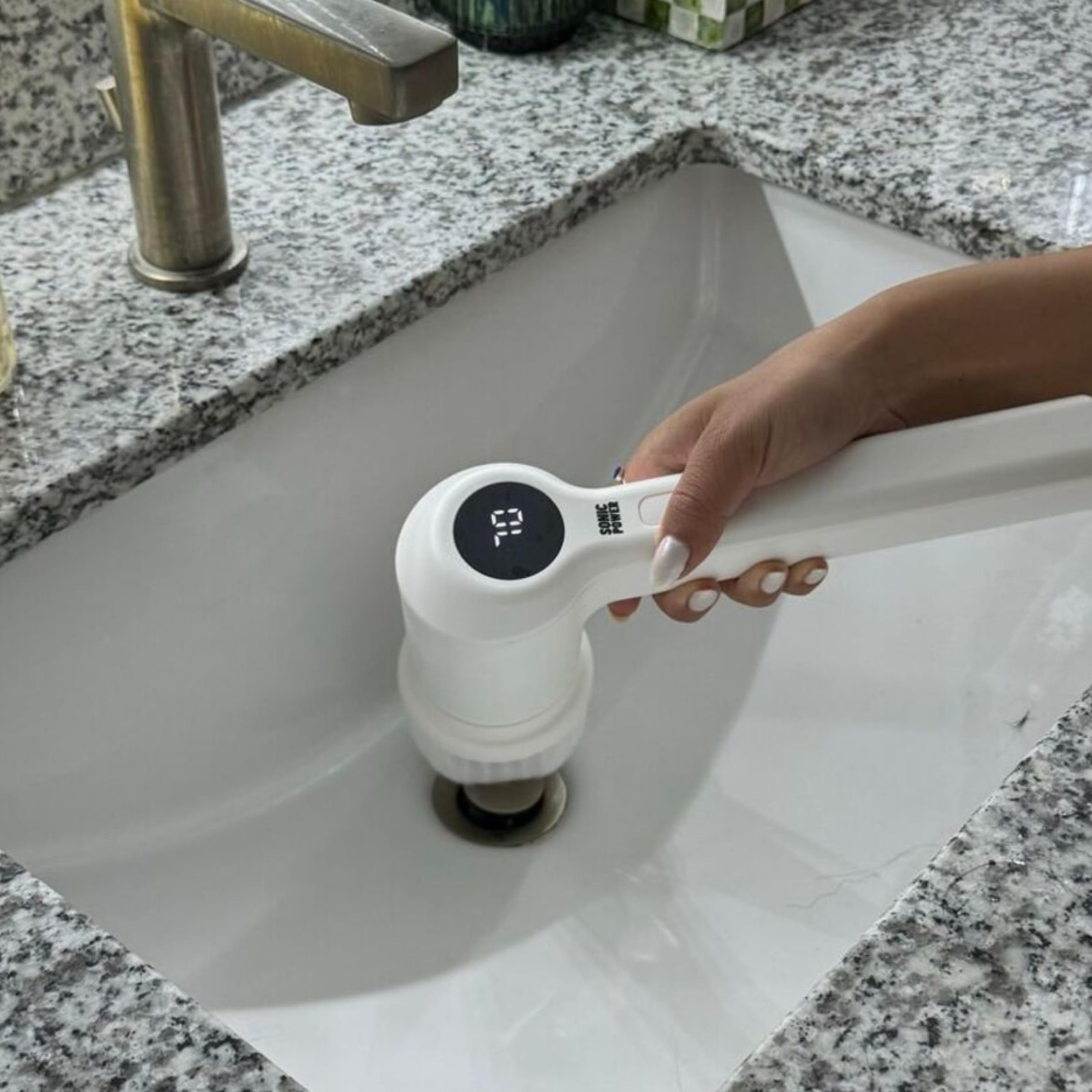 SonicPower Waterproof Electric Scrubber with Long Battery Life and LED Display