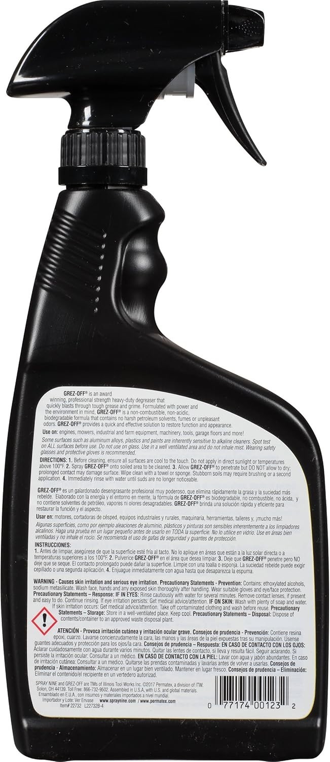 Grez-Off 32 oz Heavy-Duty Degreaser Spray – Perfect for Ovens, Floors, and More
