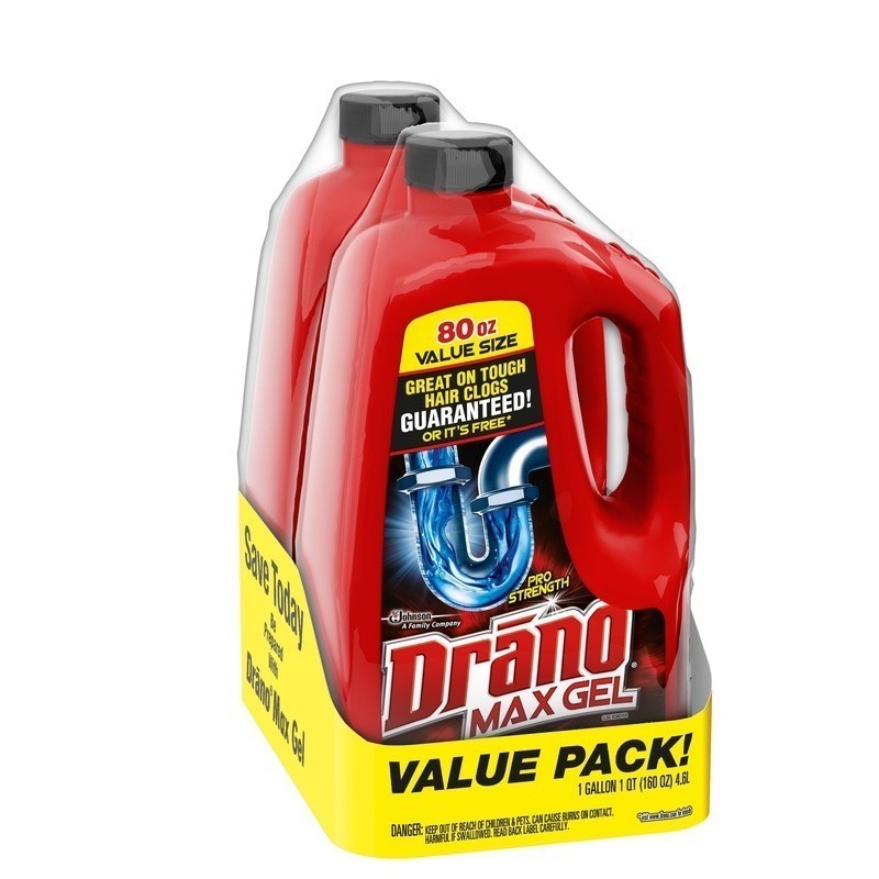 Max Clog Drain Remover Gel Twin Pack Fast Acting Unclogging Liquid 160oz New
