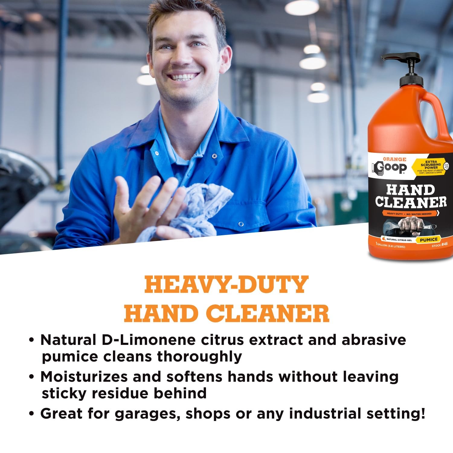Orange Liquid with Pumice Multi-Purpose Waterless Hand Cleaner – 1 Gallon Pum…
