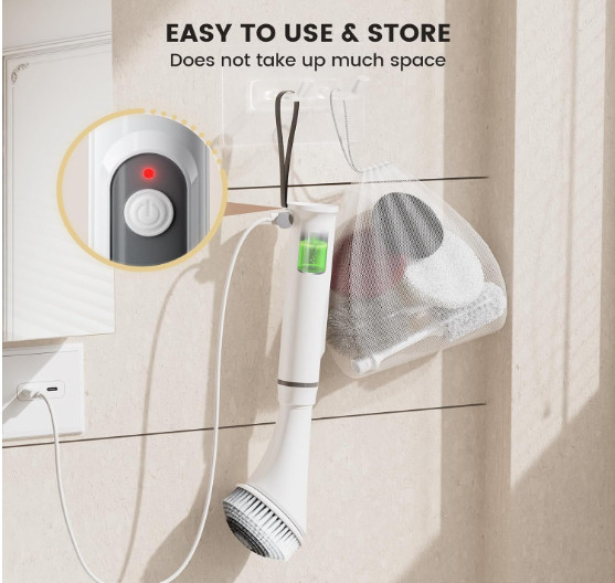 Fregadora eléctrica inalámbrica recargable IPX7 con 6 cabezales y 2 velocidades