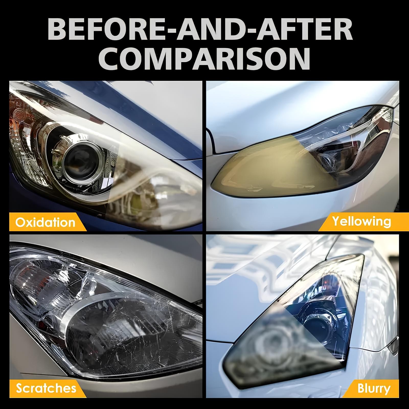 Automotive Headlamp Restoration Fluid Kit 180ml Headlight Polishing Cleaner Kit