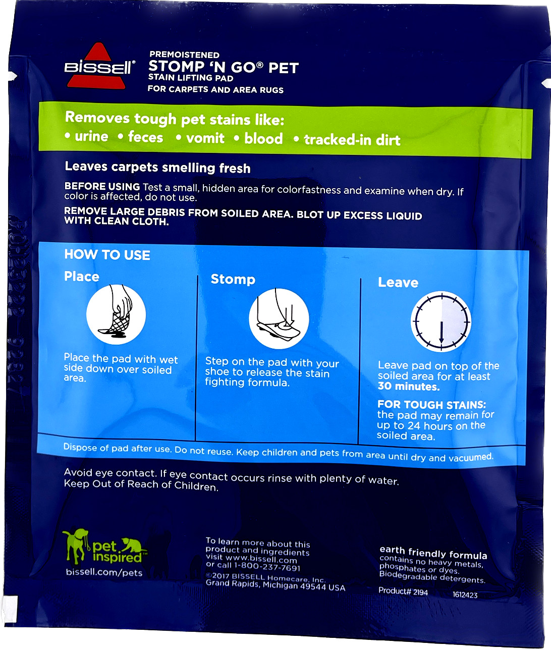 Bissell Stomp ‘N Go Pet Lifting Pads + Oxy for Stain Removal on Carpet & Rugs