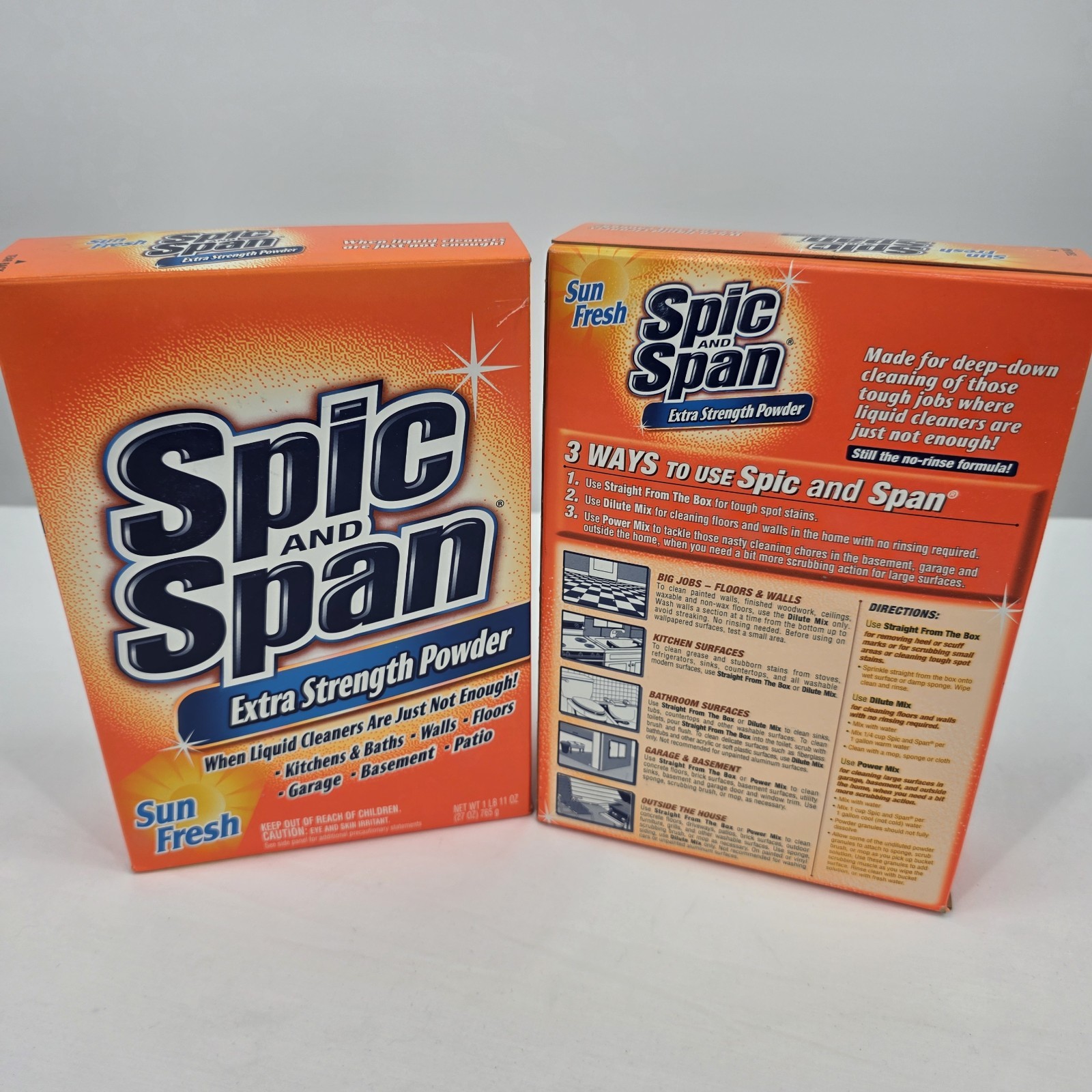 2 Spic and Span Extra Strength Powder Sun Fresh 1lb 11 oz (27 oz) NOS
