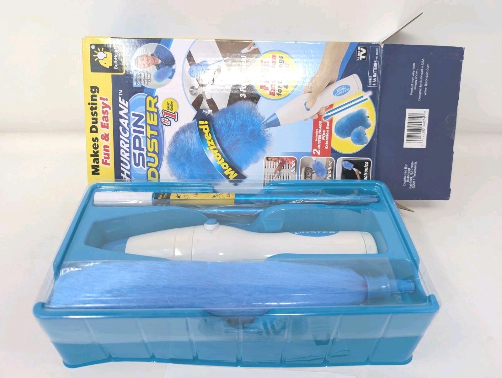 Hurricane Spin Duster Motorized Dust Wand w/ Extension for Ceilings & Fans NOS