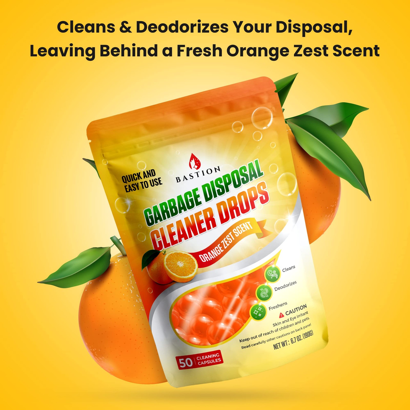 Garbage Disposal Cleaner and Deodorizer Drops- [[50-Count]] Orange Zest Scent…