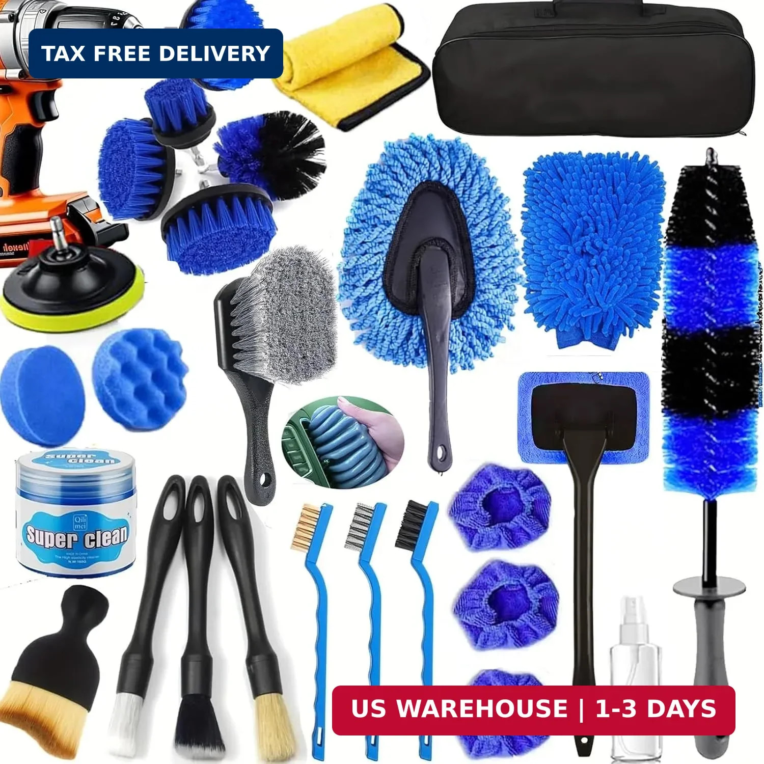 26Pcs Car Detailing Kit, Car Detailing Brush Set, Auto Detailing Drill Brush Set