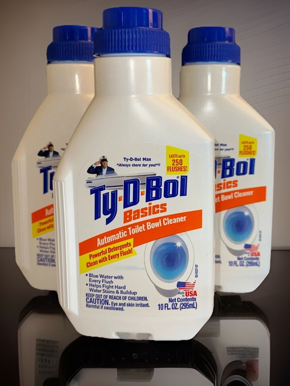 Ty-D-Bol Basics Automatic Toilet Bowl Cleaner 10oz (Lot of 3 Bottle) Made in USA