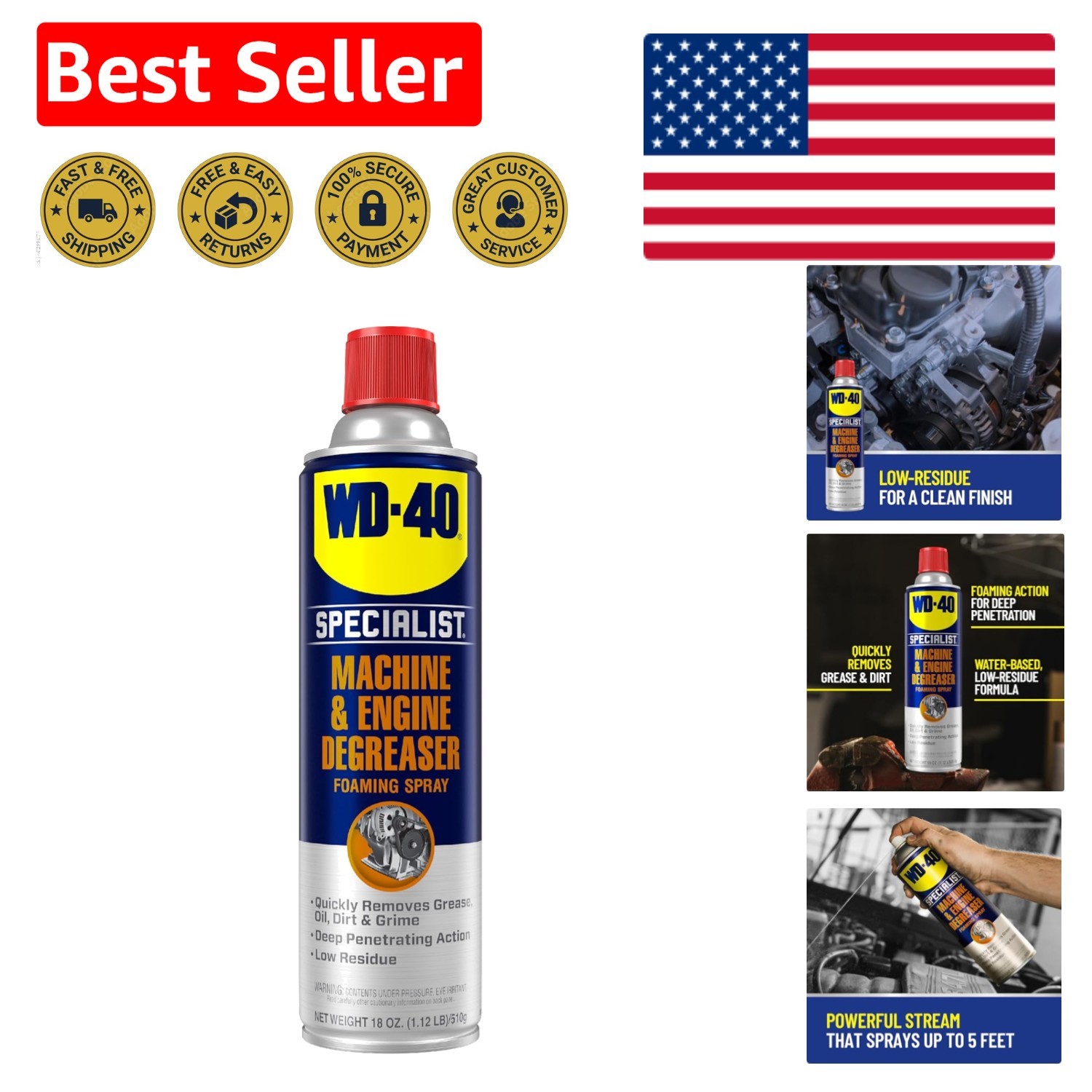 18 OZ Industrial Strength Degreaser Spray with Precision Nozzle for Deep Cleans