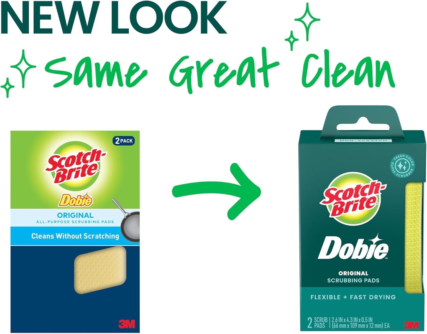 Dobie Non-Scratch All-Purpose Scrub Pads, 12 Total Pads (6 Packs of 2), Reusable