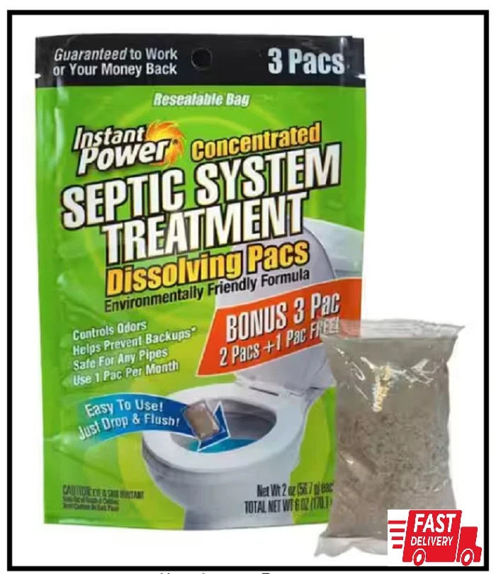 Septic System Treatment Pacs 3 Pack Dissolving Enzyme Maintenance Drain Cleaner