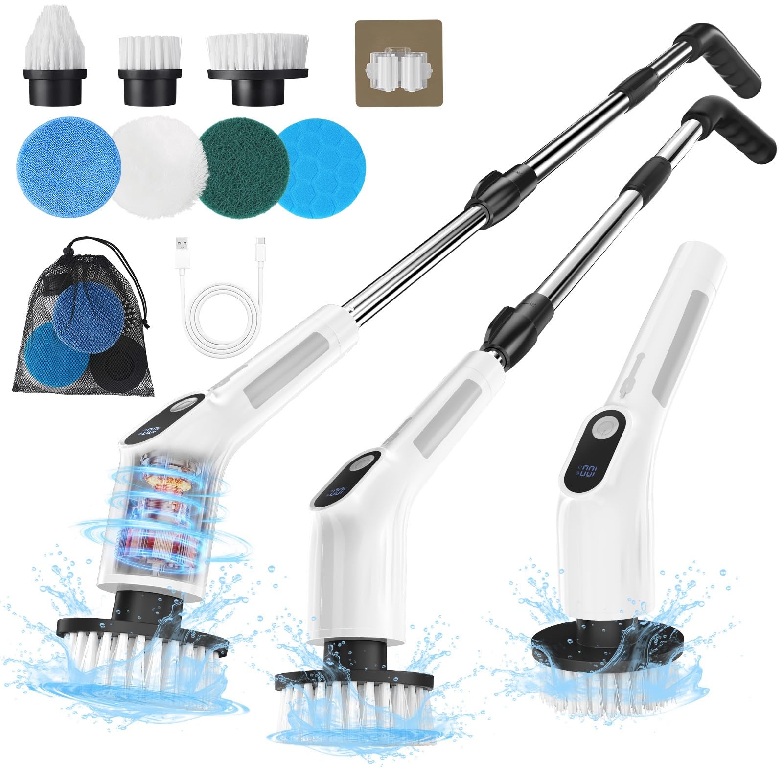 Electric Spin Scrubber for Cleaning – Upgraded Cordless Cleaning Brush Scrubb…