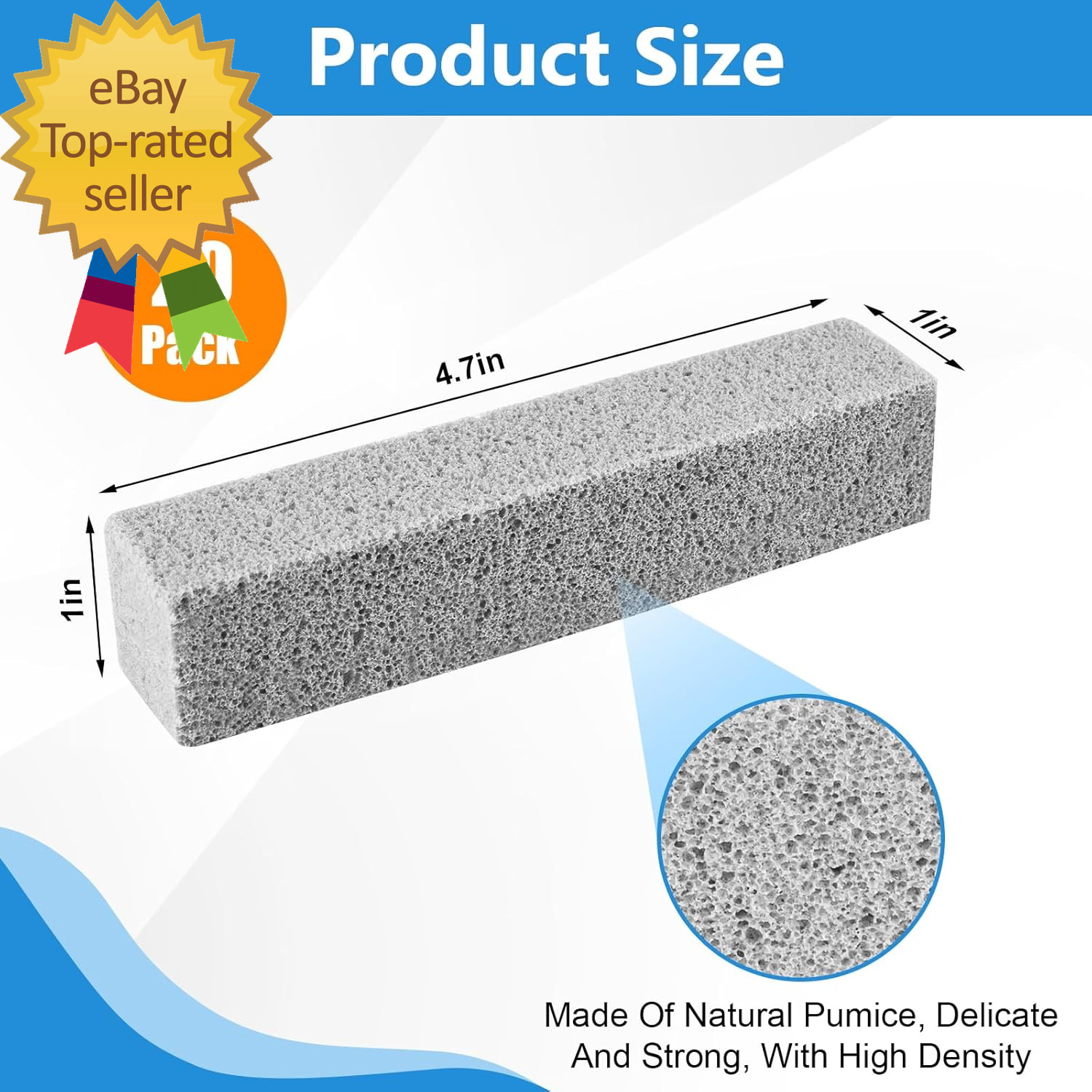 20 Pack Pumice Stone Toilet Bowl Cleaner Pumice Stone for Cleaning Stick Hard Wa