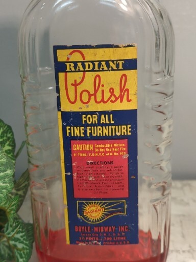 Vintage Mid Century Bottle Of Radiant Fine Furniture Polish Boyle Midway Red
