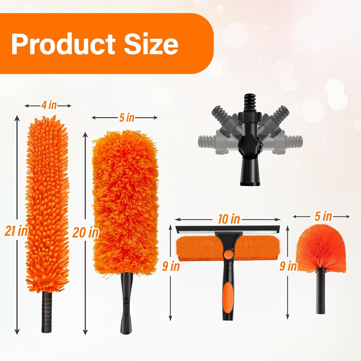 26FT High Reach Duster with Extension Pole 5-20FT, 4-In-1 Cleaning Kit with Univ