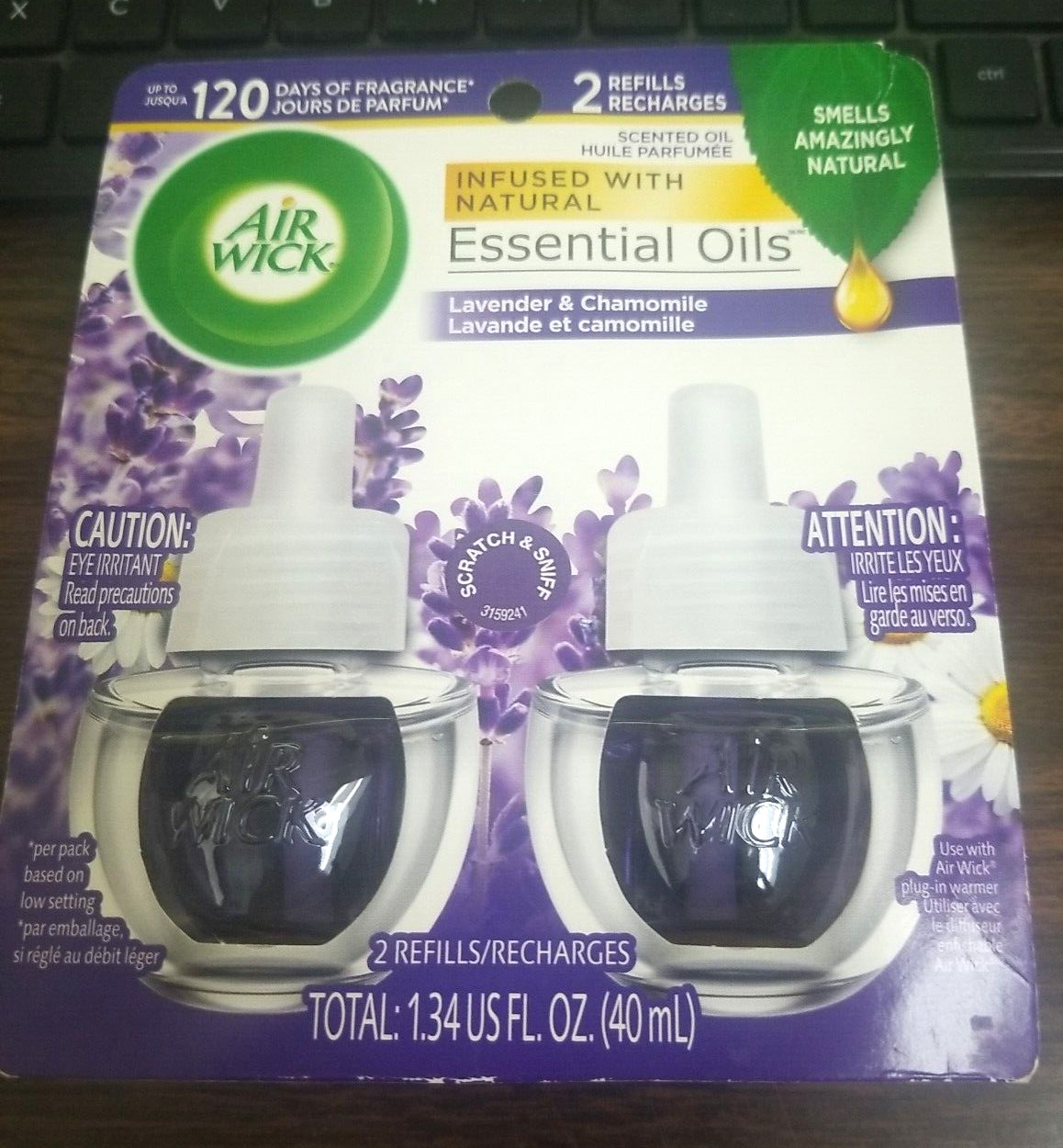 AIRWICK LAVENDER SCENTED, NATURAL ESSENTIAL OILS (2-0.67 oz REFILL PER PACK)