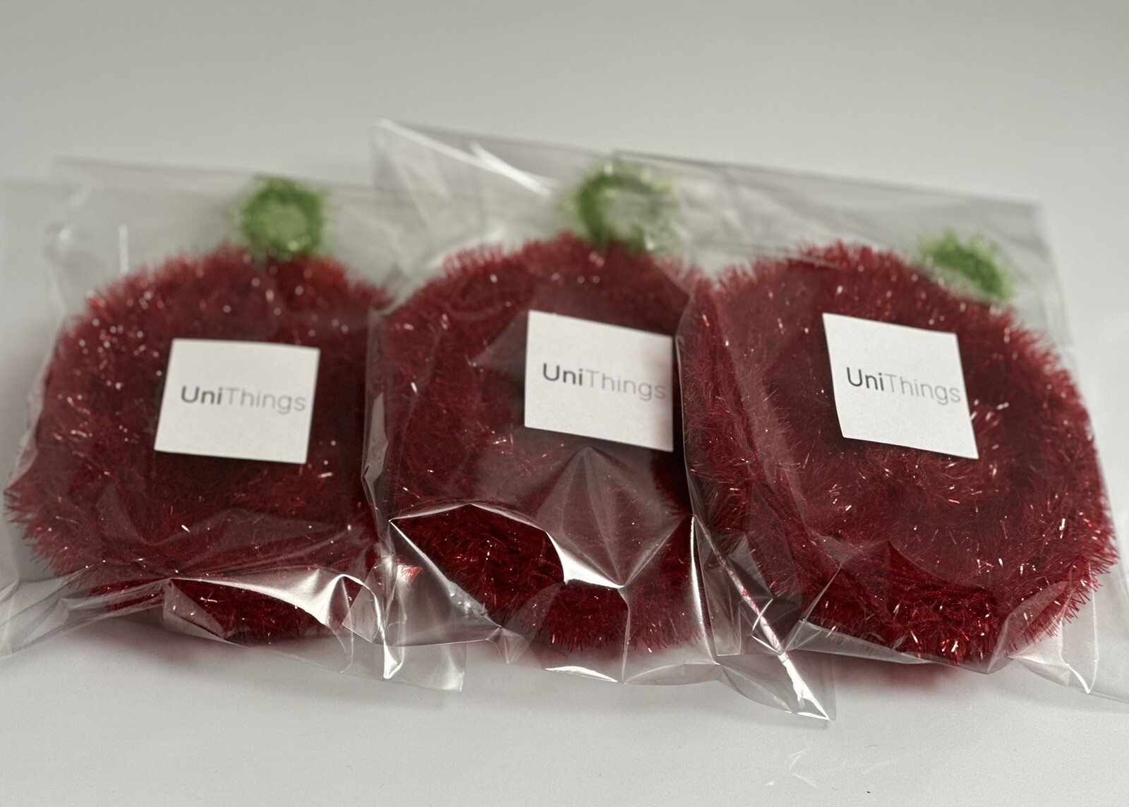 Dish Scrubber 3Pc Set – Scrubbie Scrubby Scrub Handmade Sponge Red Apple Gift