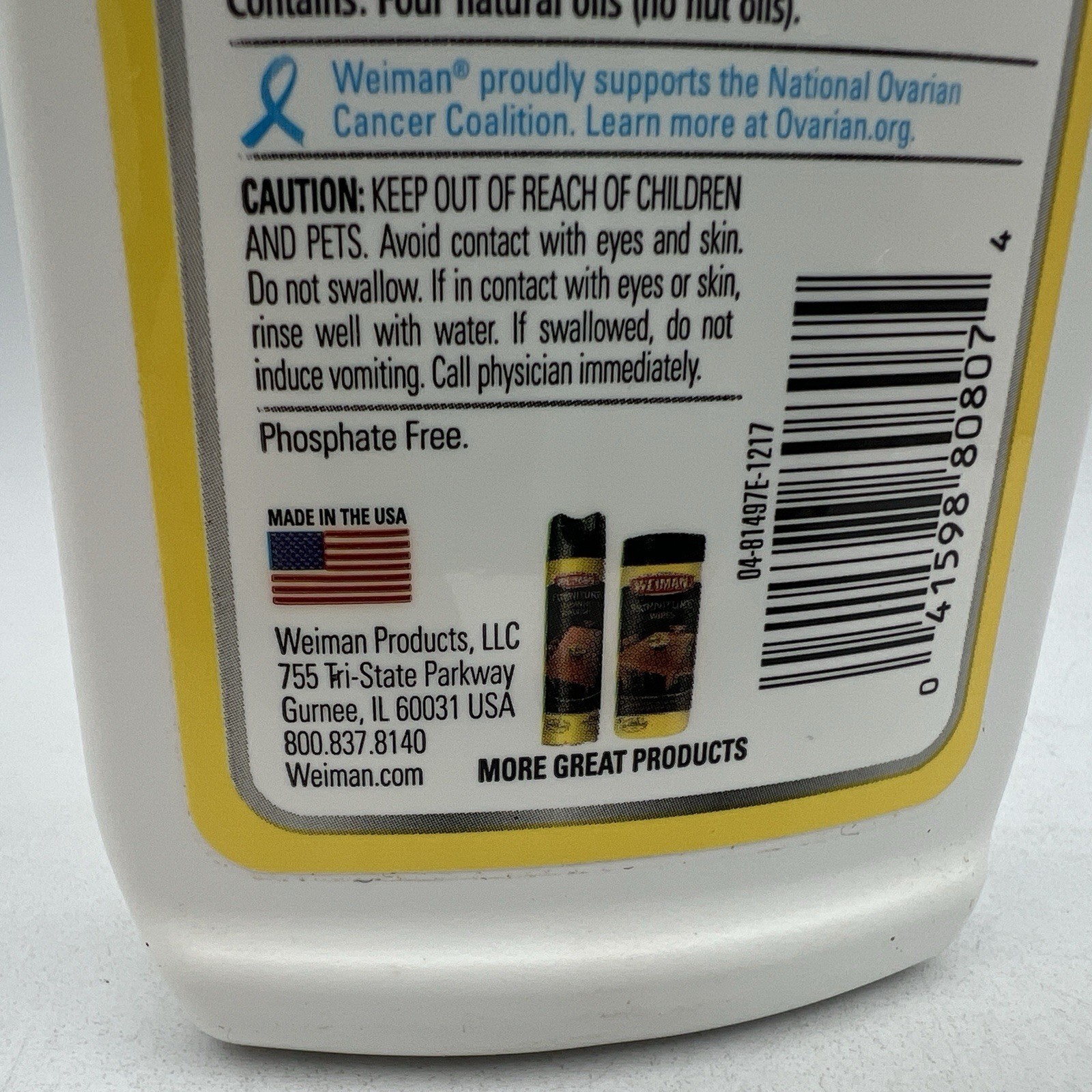 Weiman Furniture Cream Cleaner Polish with Lemon Oil 8 fl oz 237 ml NEW