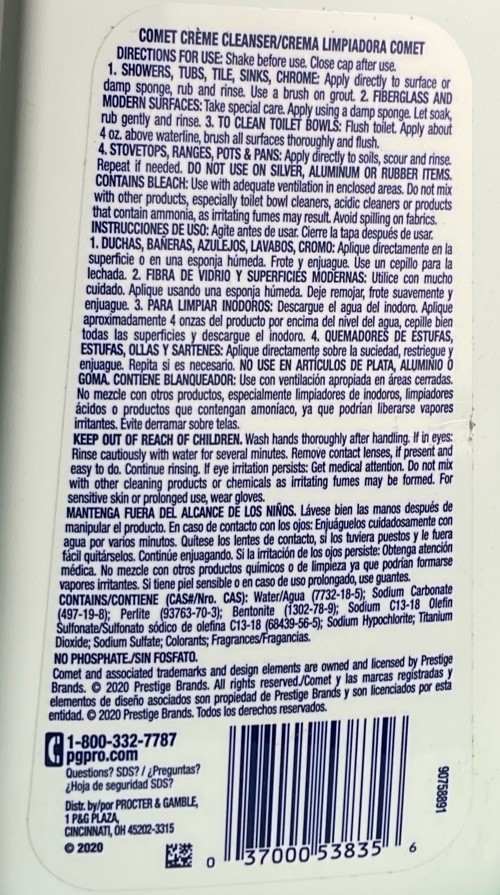 Comet Crème Deodorizing Scouring Cleanser 32-oz Bottle (PGC73163EA) BLEACH POWER