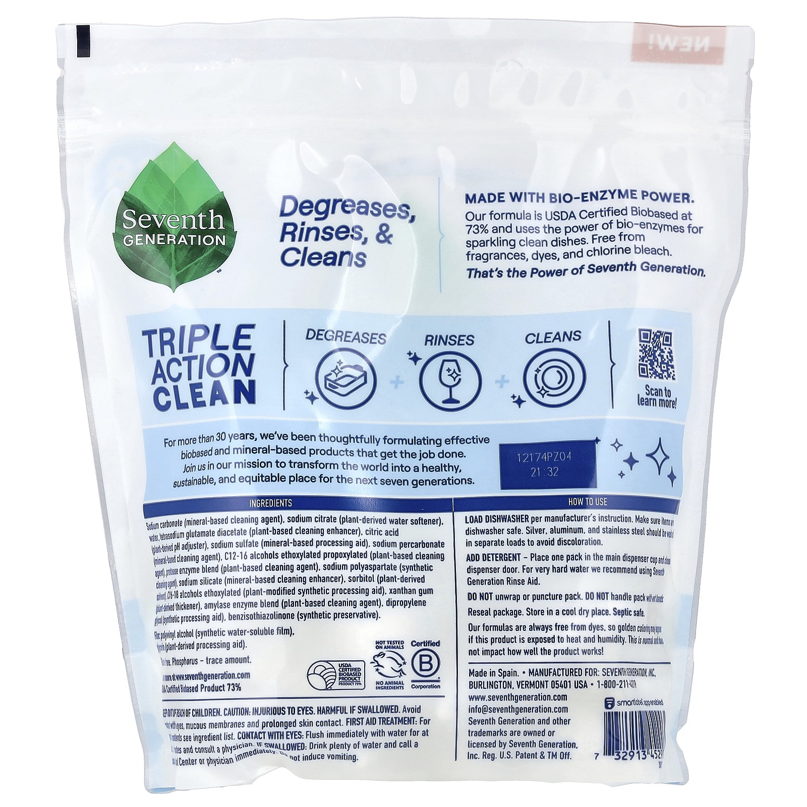 Dishwasher Detergent Packs, Free & Clear, 36 Packs, 21.3 oz (604 g)
