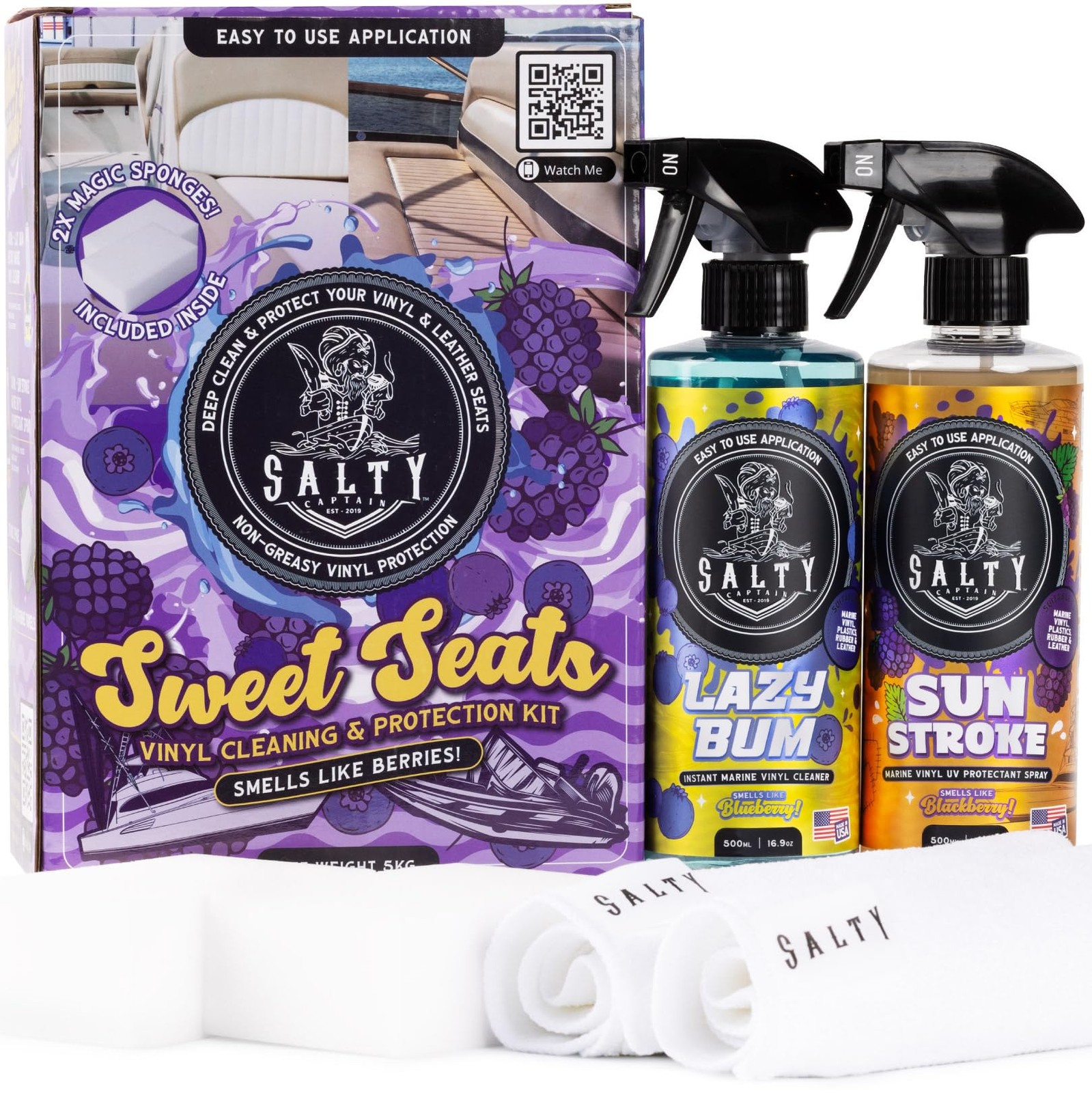 Salty Captain Sweet Seats Kit – Boat Upholstery Cleaner and Protectant Kit wi…