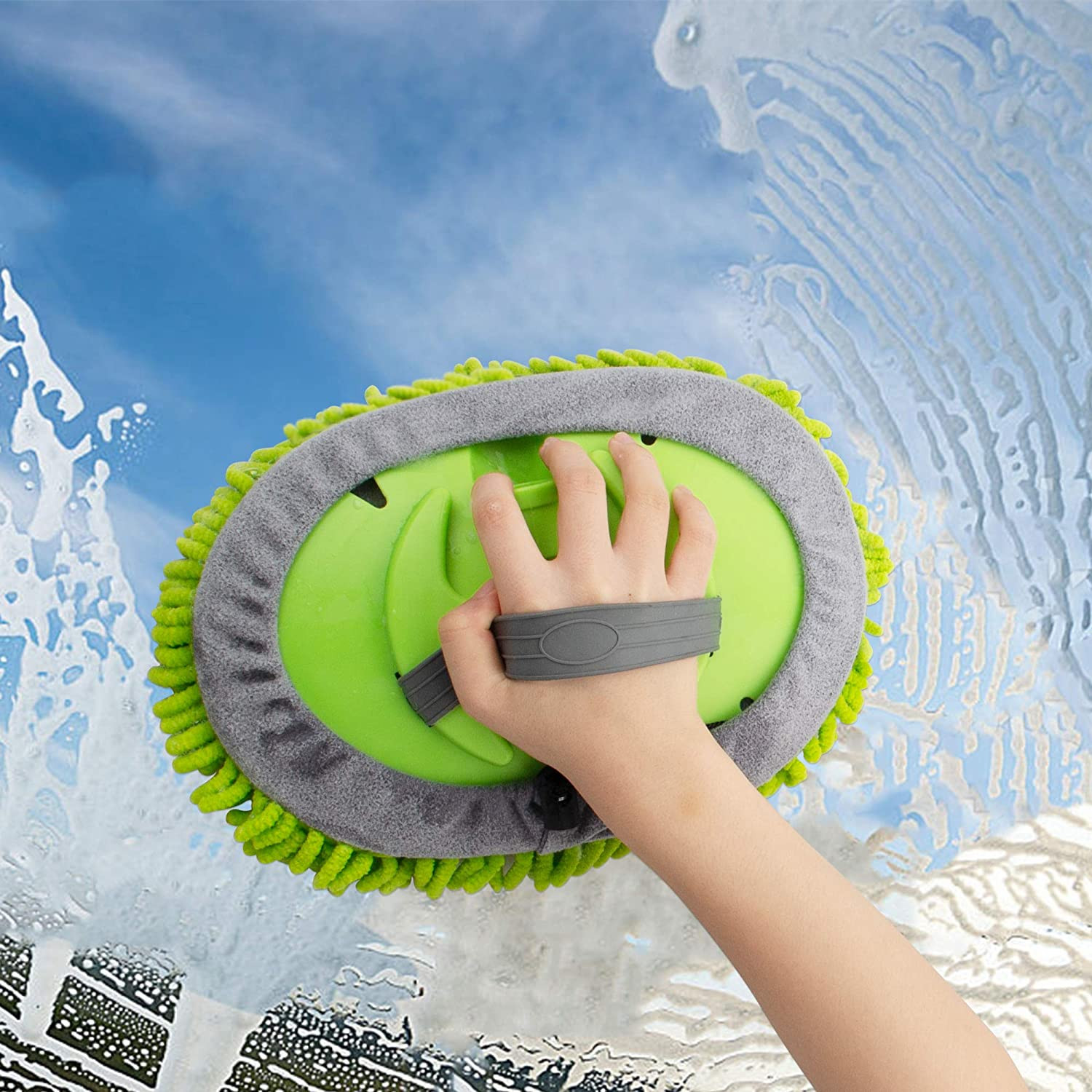 62″ Microfiber Car Wash Brush Mop Kit Mitt Sponge with Long Handle Car Cleaning