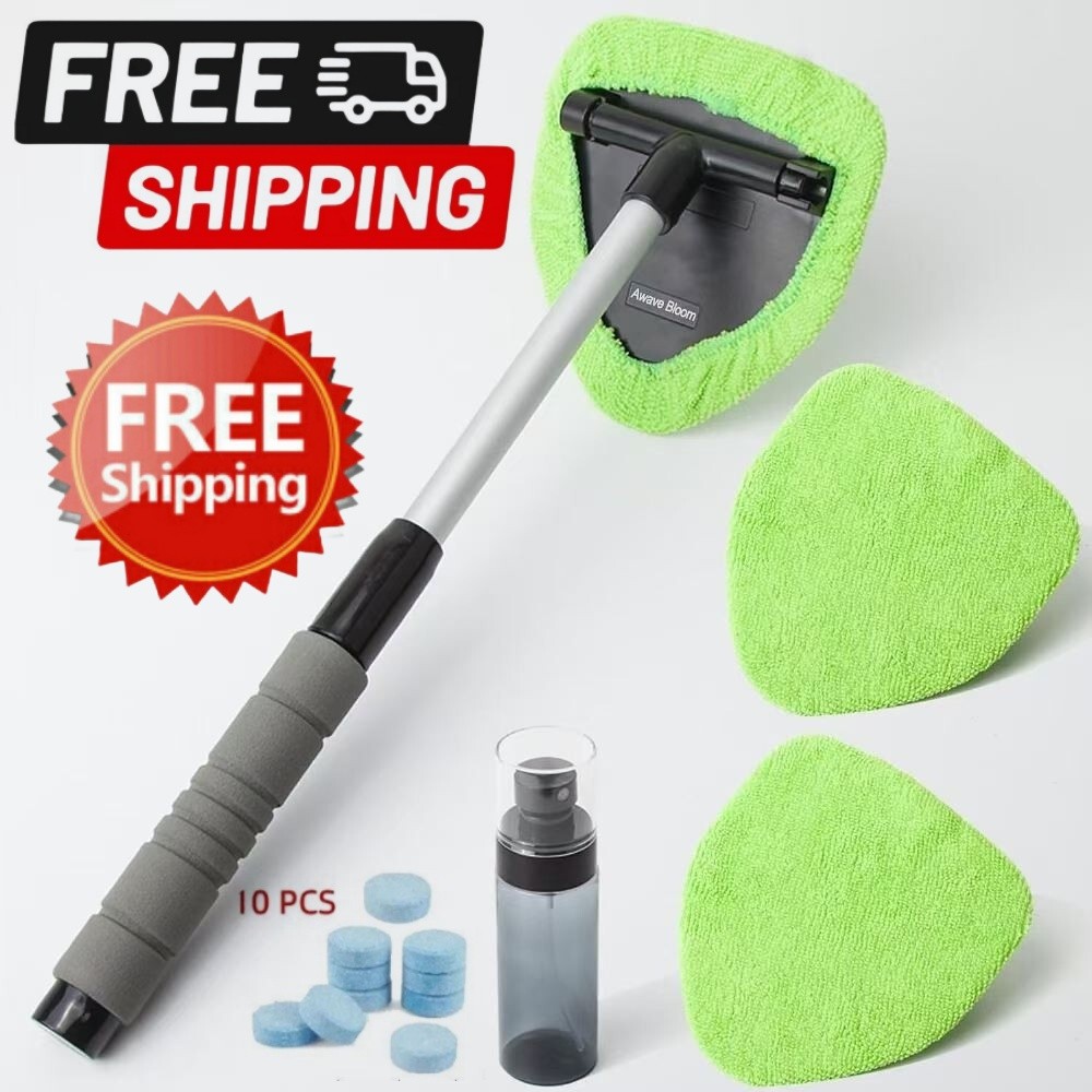 2026 Windshield Cleaner Wand – Microfiber Anti-Fog Interior Car Window Tool