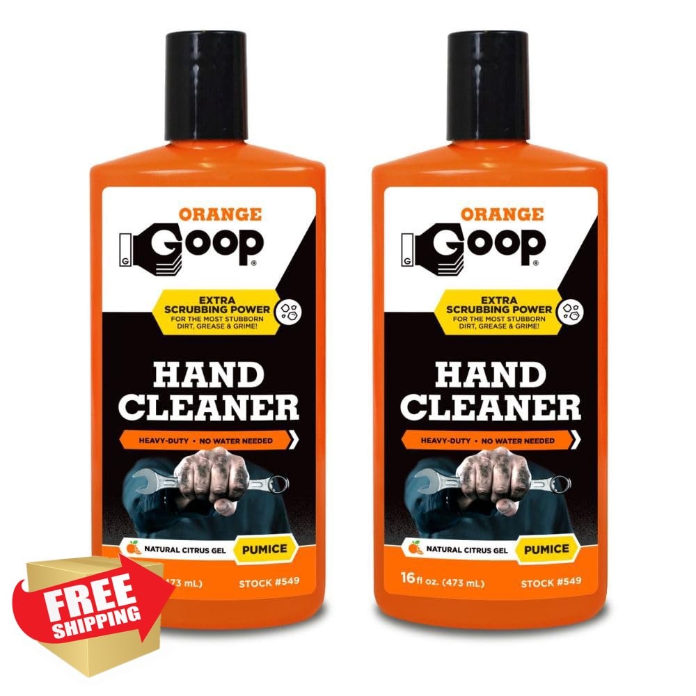 GOOP Orange Liquid Hand Cleaner Pumice 16 oz Flip Top Bottle 2 Pack