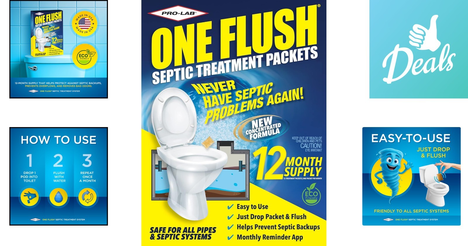 Versatile ONE FLUSH Septic Tank Treatment – 1- Supply Ideal for All Systems
