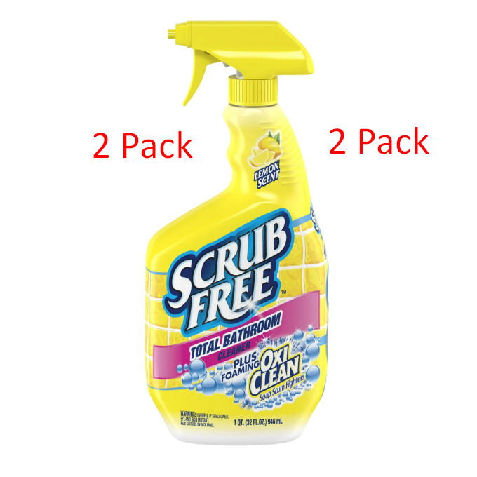 2 Pack Scrub Free Total Bathroom Cleaner with OxiClean, Lemon Scent, 32 fl oz