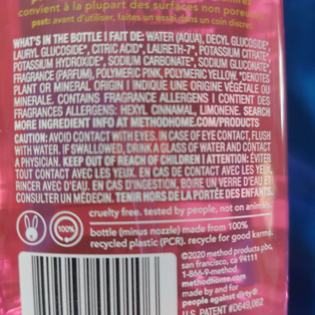 Method All-Purpose Multi-Surface Cleaner Pink Grapefruit 28oz. Spray Bottle