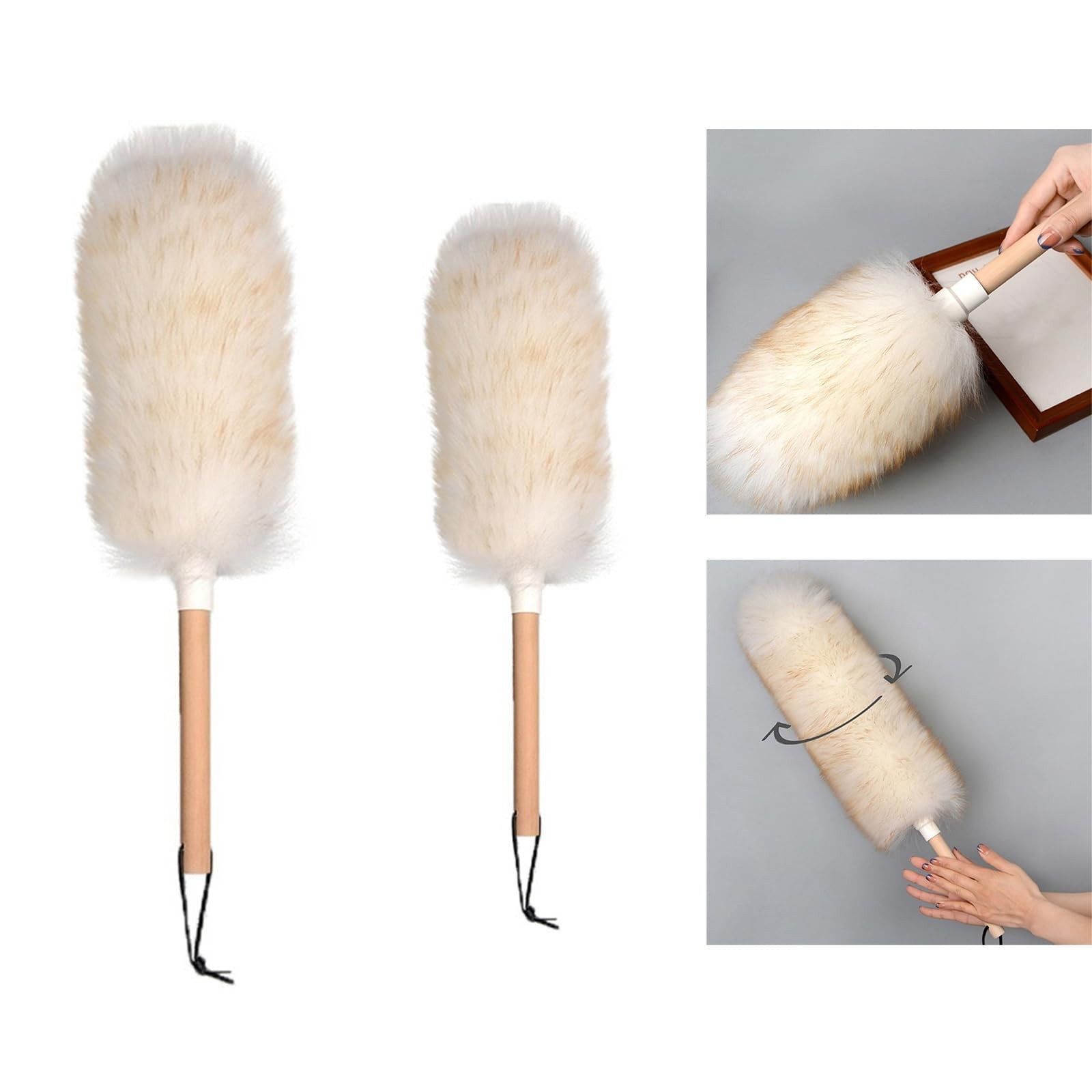 Wool Dusters Microfiber Dusting Wand with Handle Car Dusters for Home Car Swe…