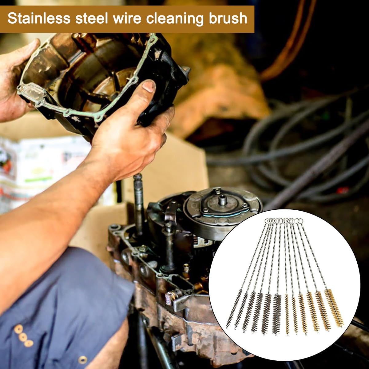 12 Pcs Brass Wire Brush Stainless Steel Wire Brush Set, 12″/30.5cm Long, Roun…