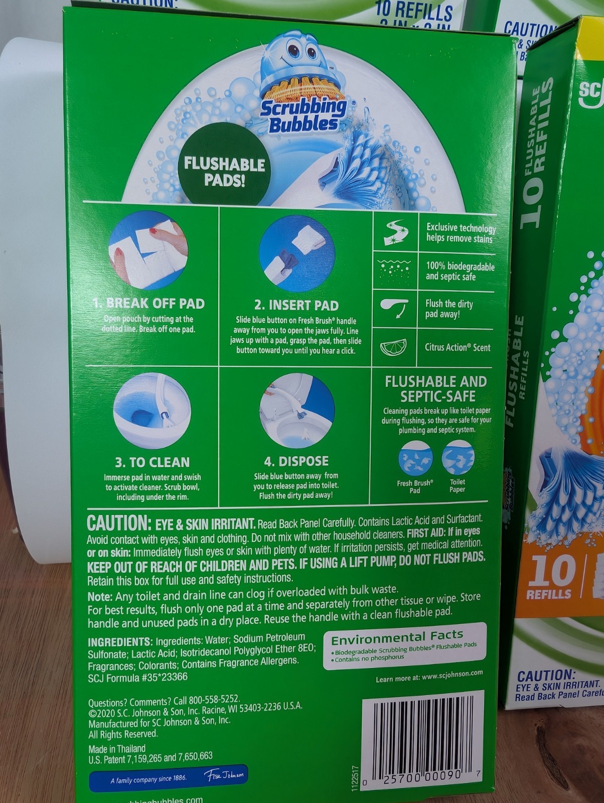 4 Pack Scrubbing Bubbles Flushable Fresh Citrus Scent 10 Refills Each Box 40 Pad
