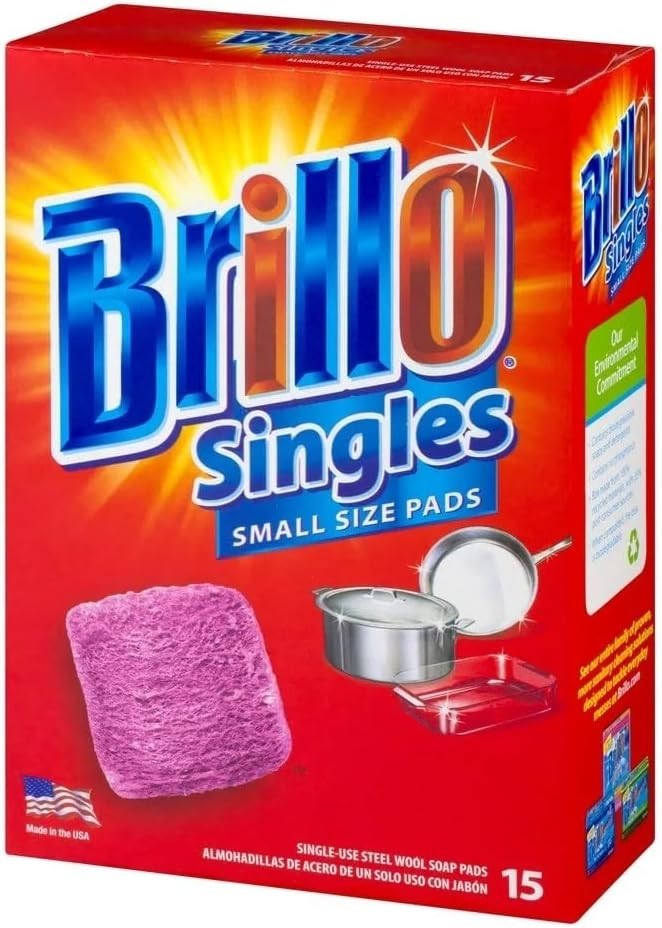 Single Use Steel Wool Soap Pads, Smaller Size Red Scent, 15 Count Pack of 1 …