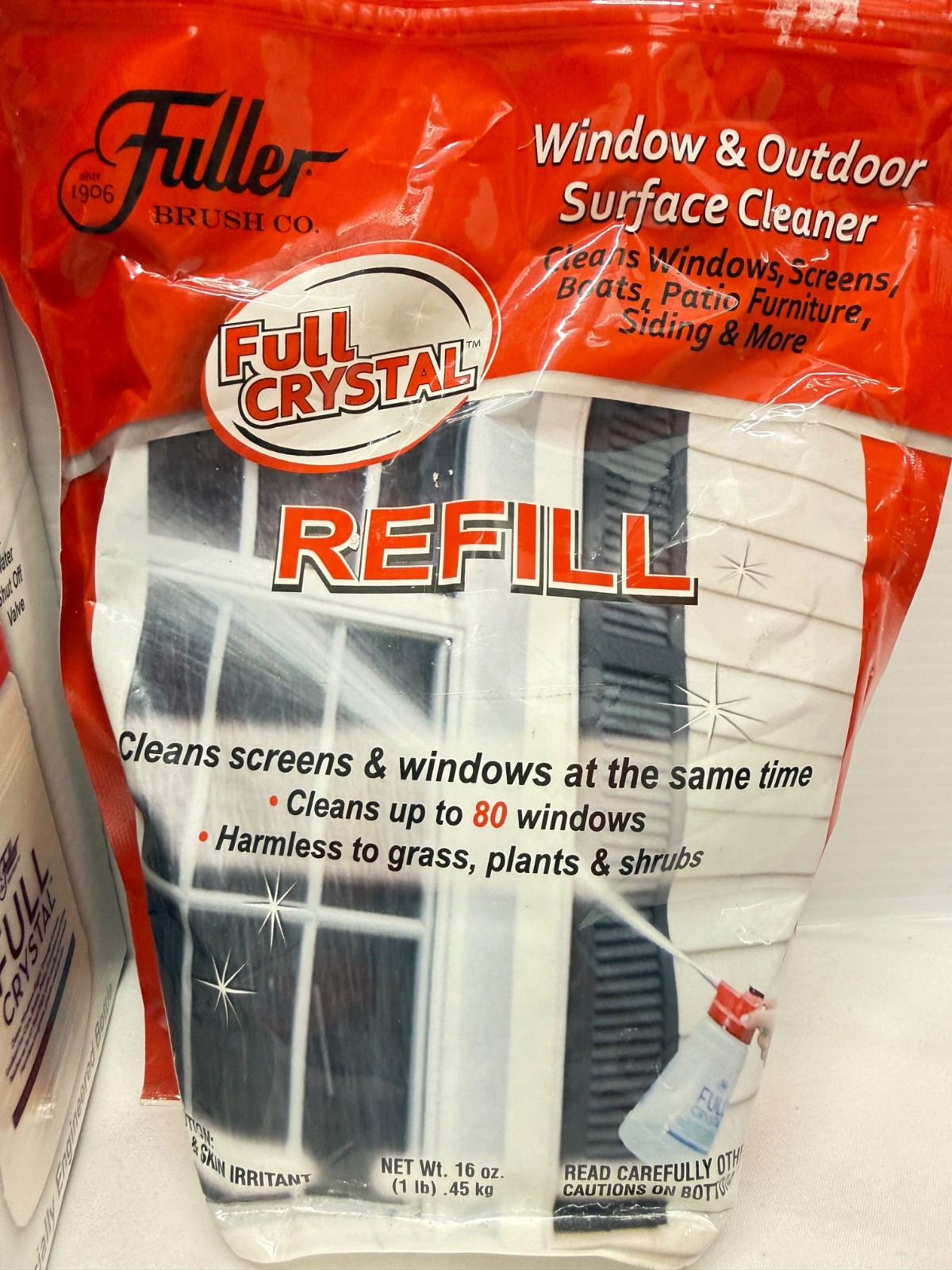 FULLER BRUSH FULL CRYSTAL WINDOW GLASS & SURFACE CLEANER REFILL BAG 16 Oz NEW