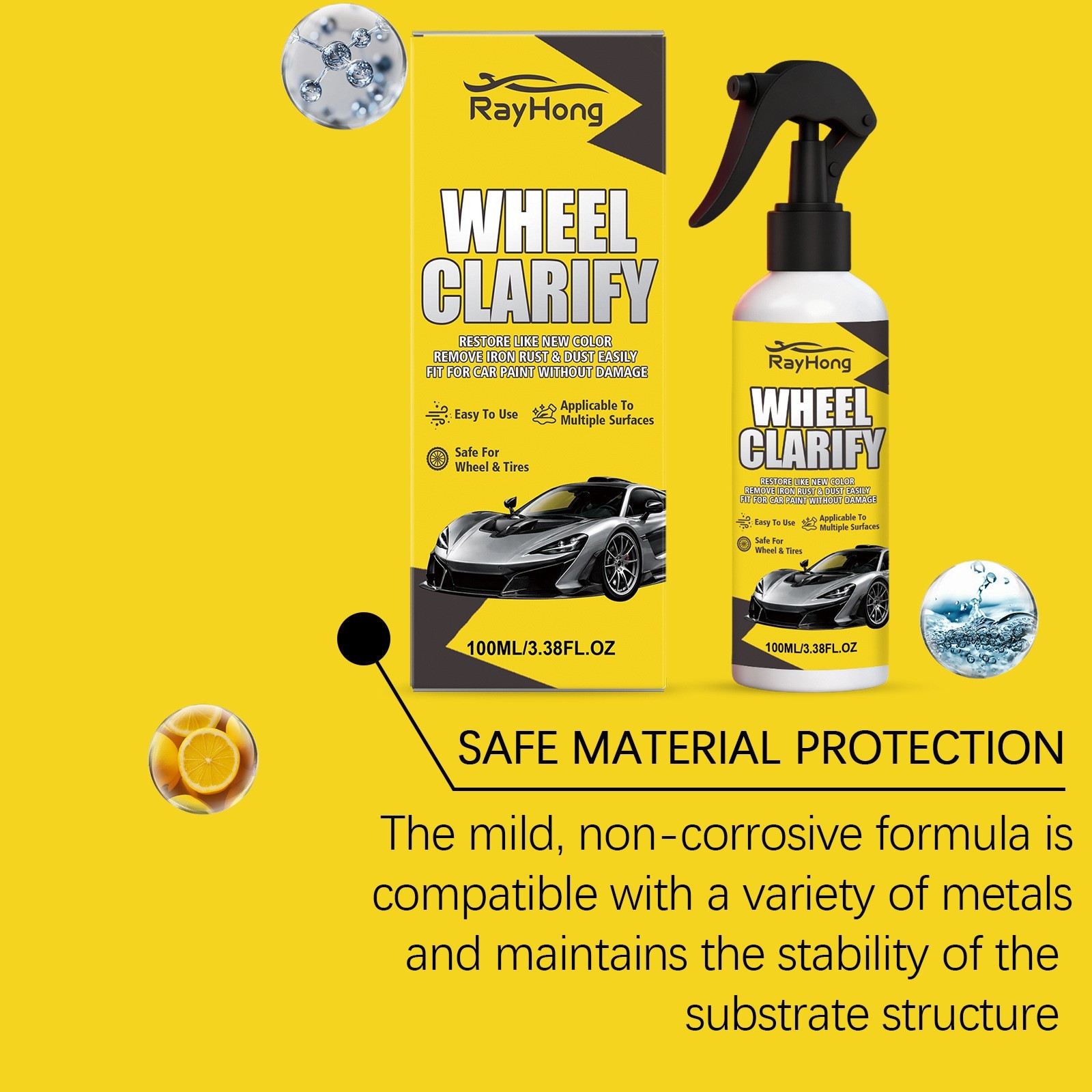 1-3Pcs Automotive Rust Remover Spray, Wheel Clarify,Anti-Rust Lubricant Spray US