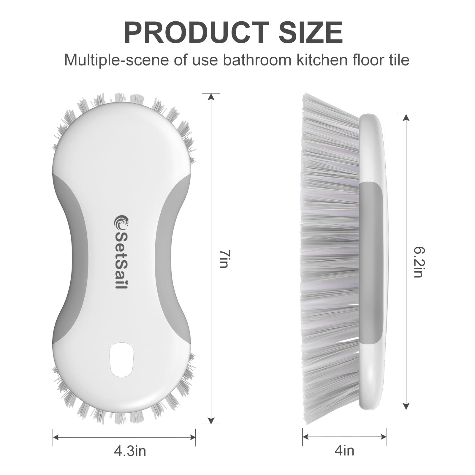 Multi-Purpose Scrub Brush of 2 Pack, Stiff Bristles Cleaning Brush with Non-S…