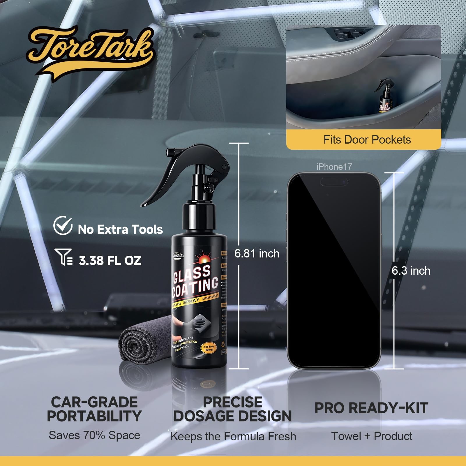 Ceramic Coating Spray for Windshield Protection | Long-Lasting Rain Repellent