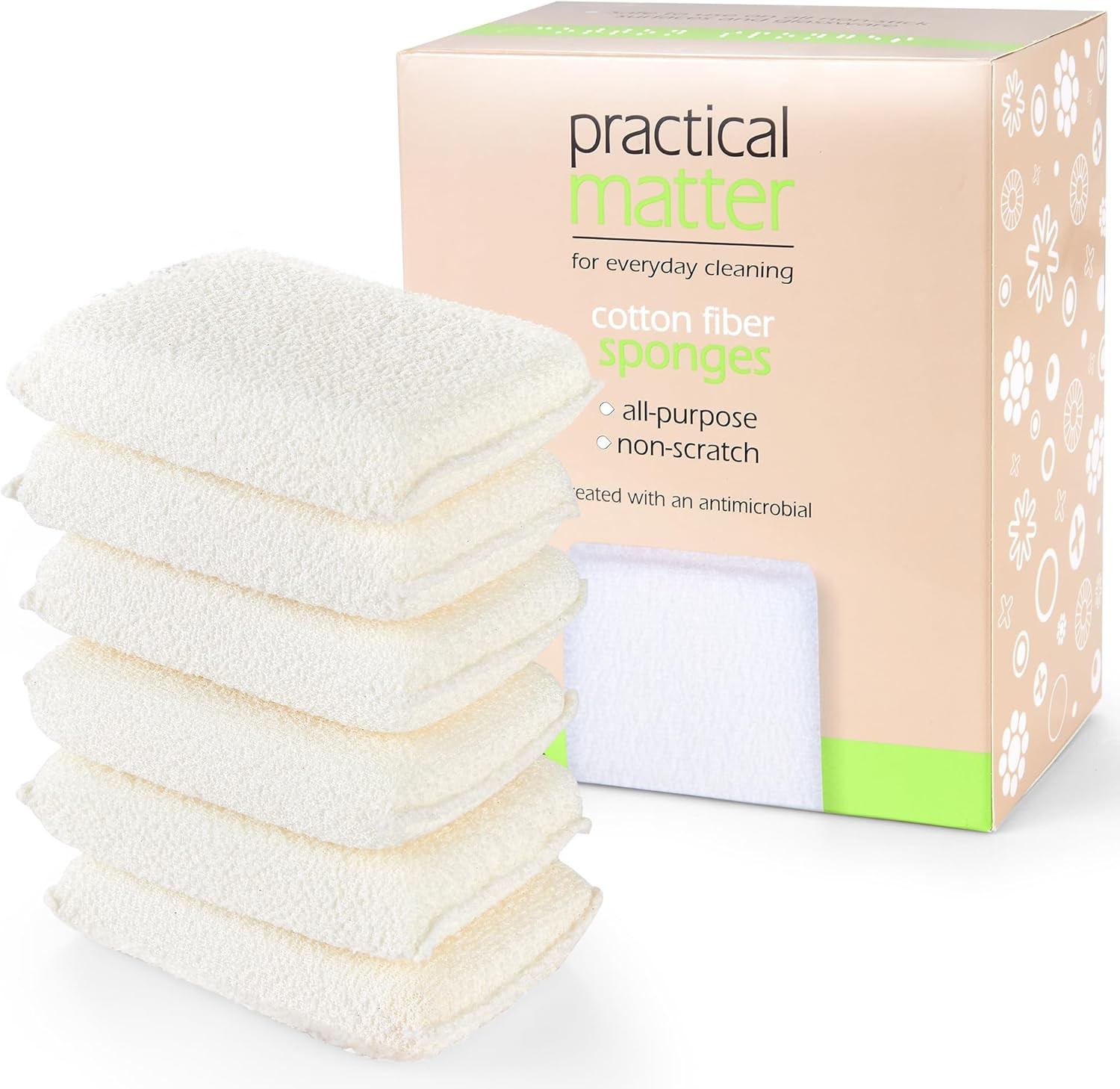 Practical Matter Kitchen Sponge, Organic Cotton Fiber All-Purpose Dish Sponges