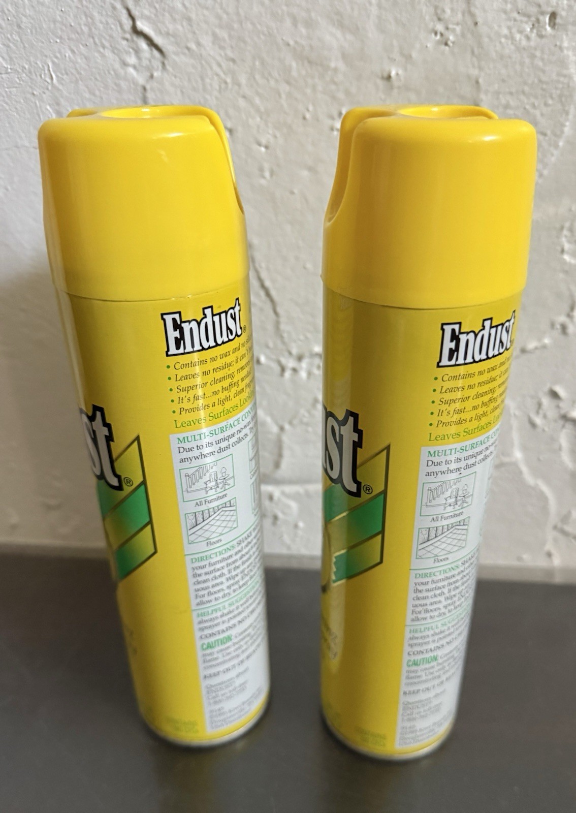 Lot Of 2 Lemon Endust 1995, No Wax Cleaning & Dusting Spray, 10 oz, FULL! NOS!