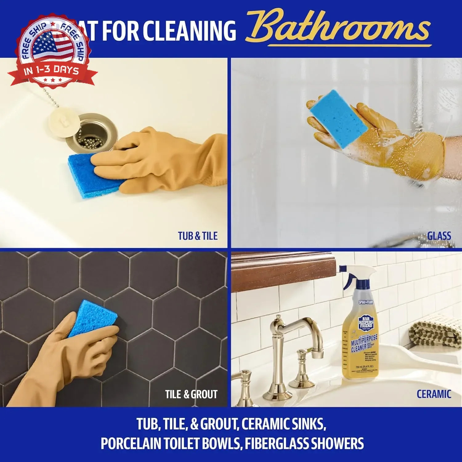 Bar Keepers Friend Soft Cleanser 26 oz + Spray & Foam Multipurpose MORE Spray Cl