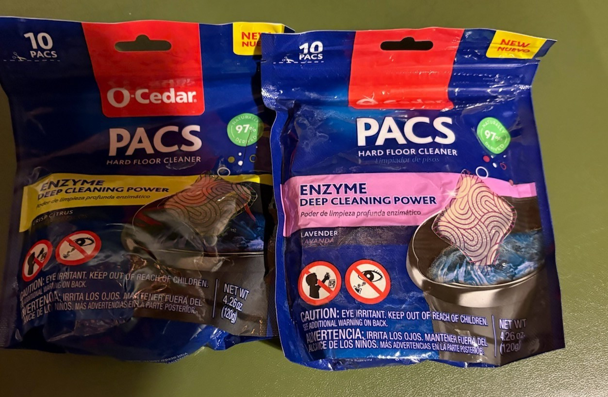 O-Cedar PACS Hard Floor Cleaner, Lavender Scent 10 Count = 20 total New